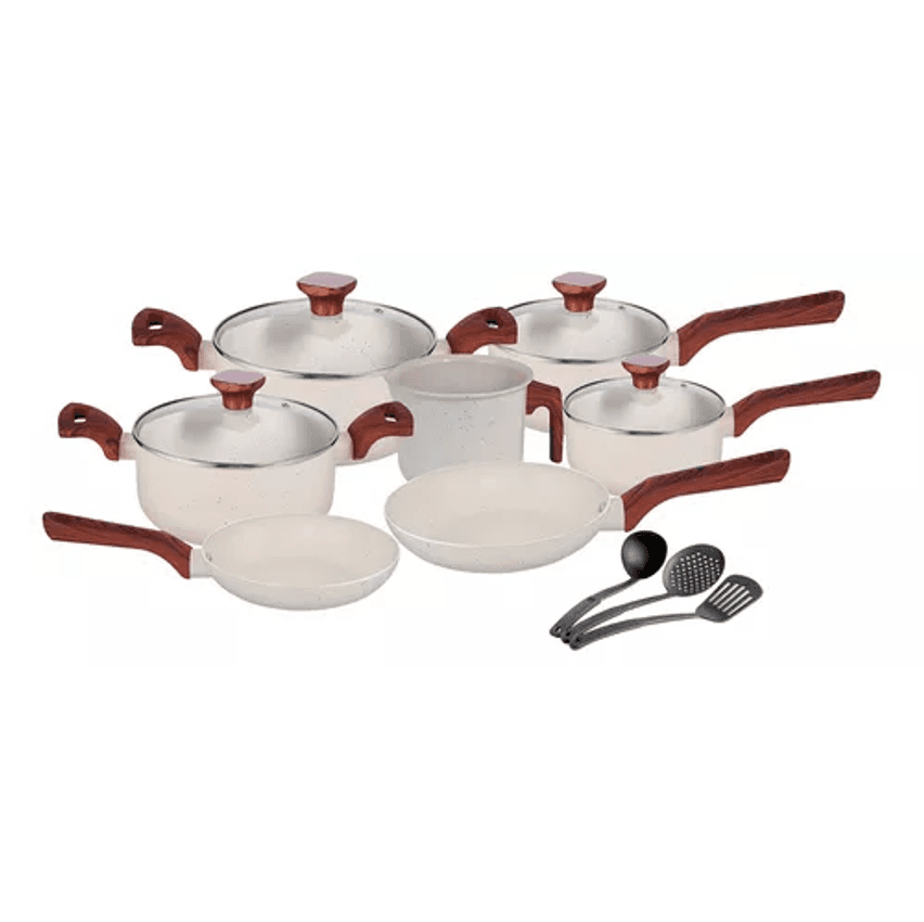 Jogo De Panelas Com 10 Peças Mimo Style Pratic Cook Mármol Cor Branco