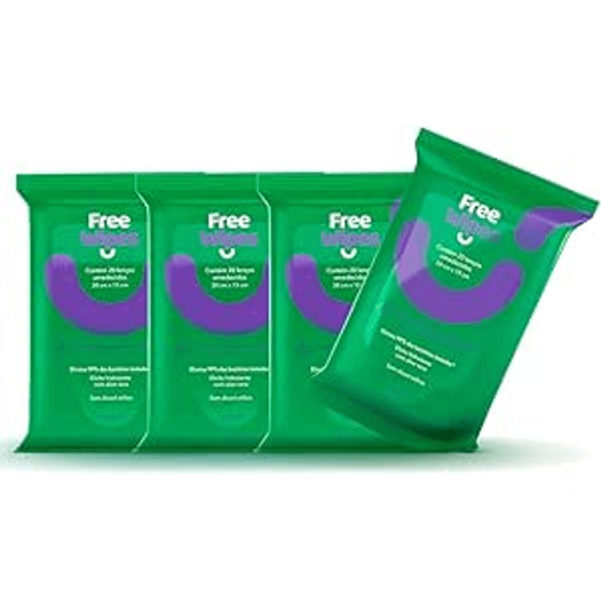 Free Wipes Lenço Umedecido Antisséptico - Pack com 4 unidades