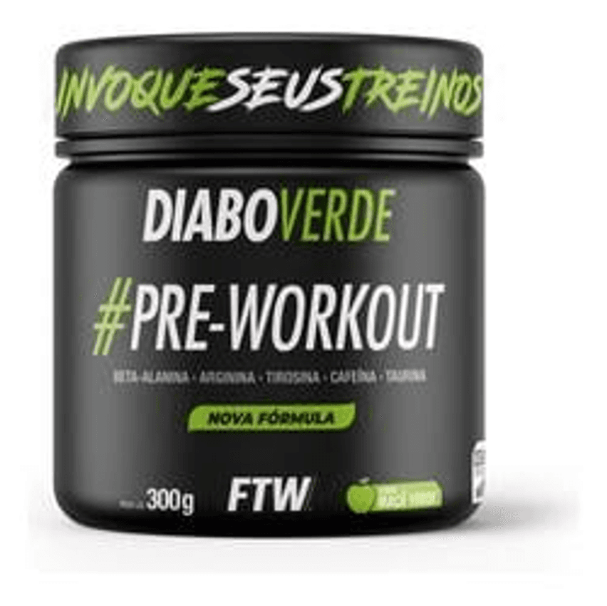 Suplemento Em Pó Pre Treino Pre Workout 300g Sabor Maça Verde FTW - DIABO VERDE