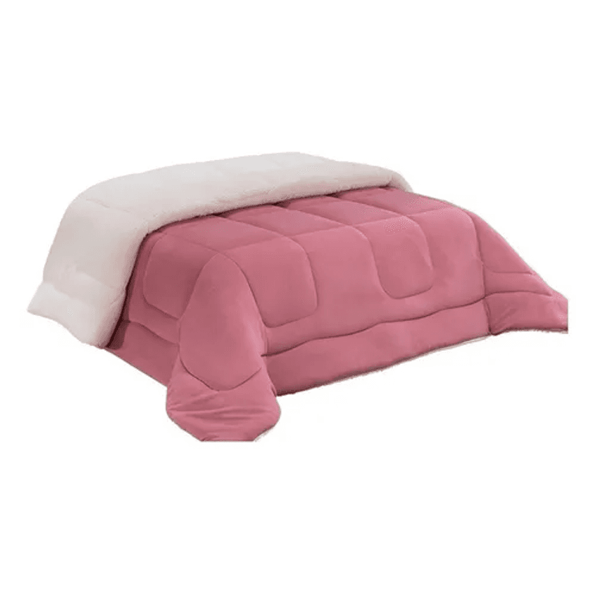 Edredom Casal Queen Coberdrom Sherpa Com Tecido 200 Fios Cor Rose