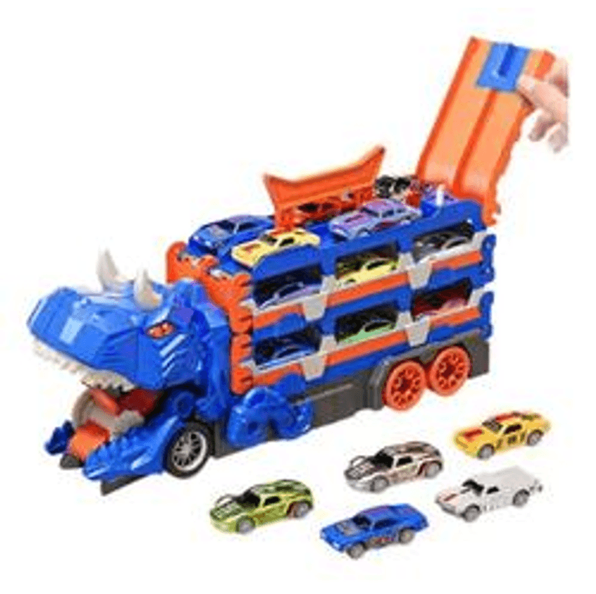 Caminhão Dinossauro Transporte 6 Carrinhos Maleta