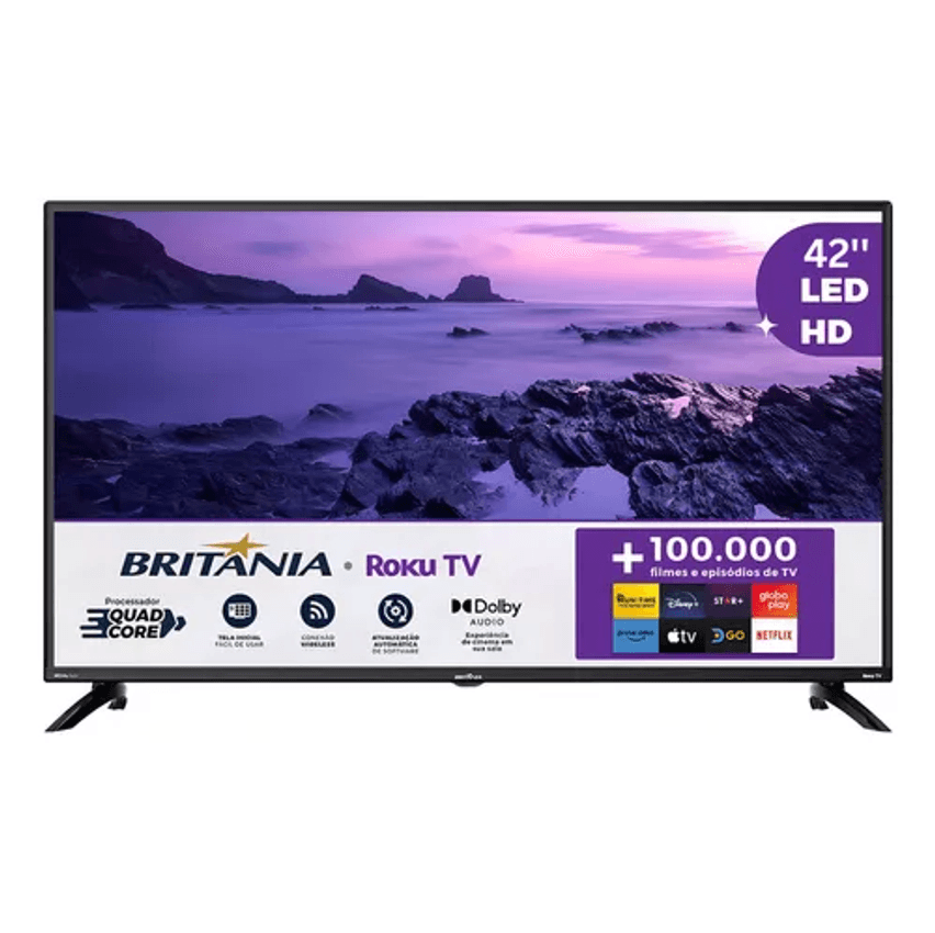 Smart Tv Britânia 42'' Btv42g6fr2cp Roku Tv Dolby Audio Hdmi