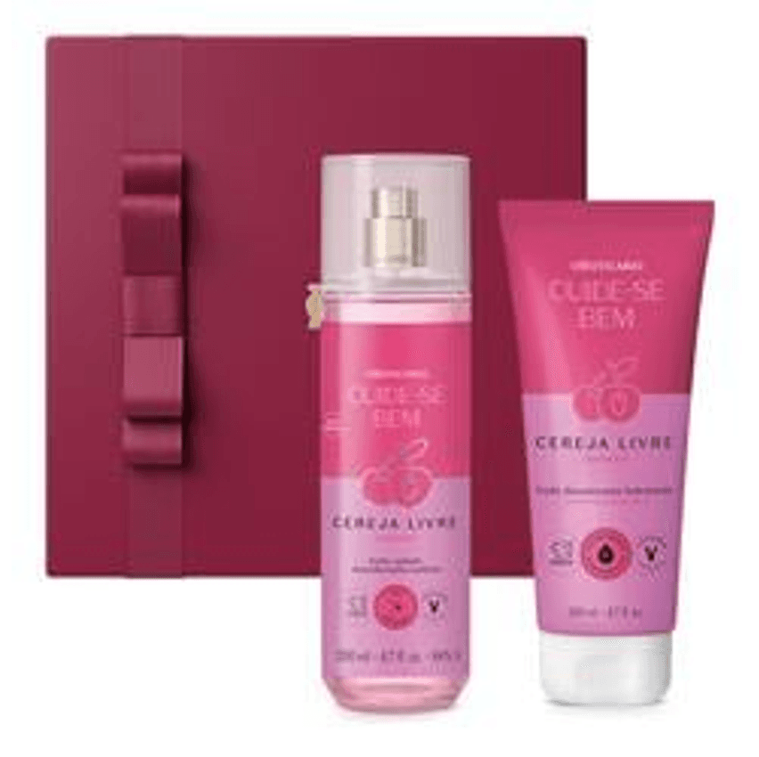 Combo Presente Dia Dos Namorados Cereja Livre: Body Splash 200ml + Loção Corporal 400ml + Caixa De Presente
