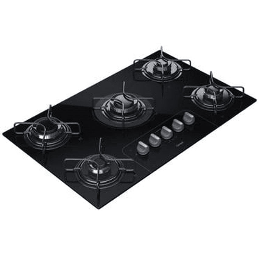 Cooktop 5 Bocas a Gás GLP Consul Vidro Temperado - Preto Acendimento Automático Facilite CD075AE