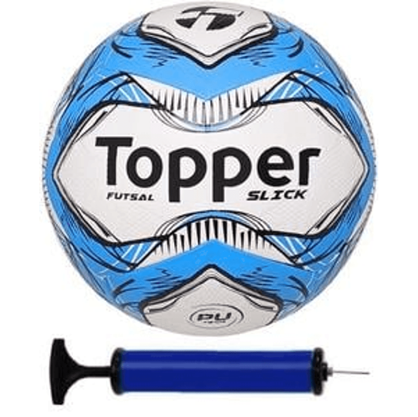 Bola Futsal Topper Slick Azul + Bomba de Ar