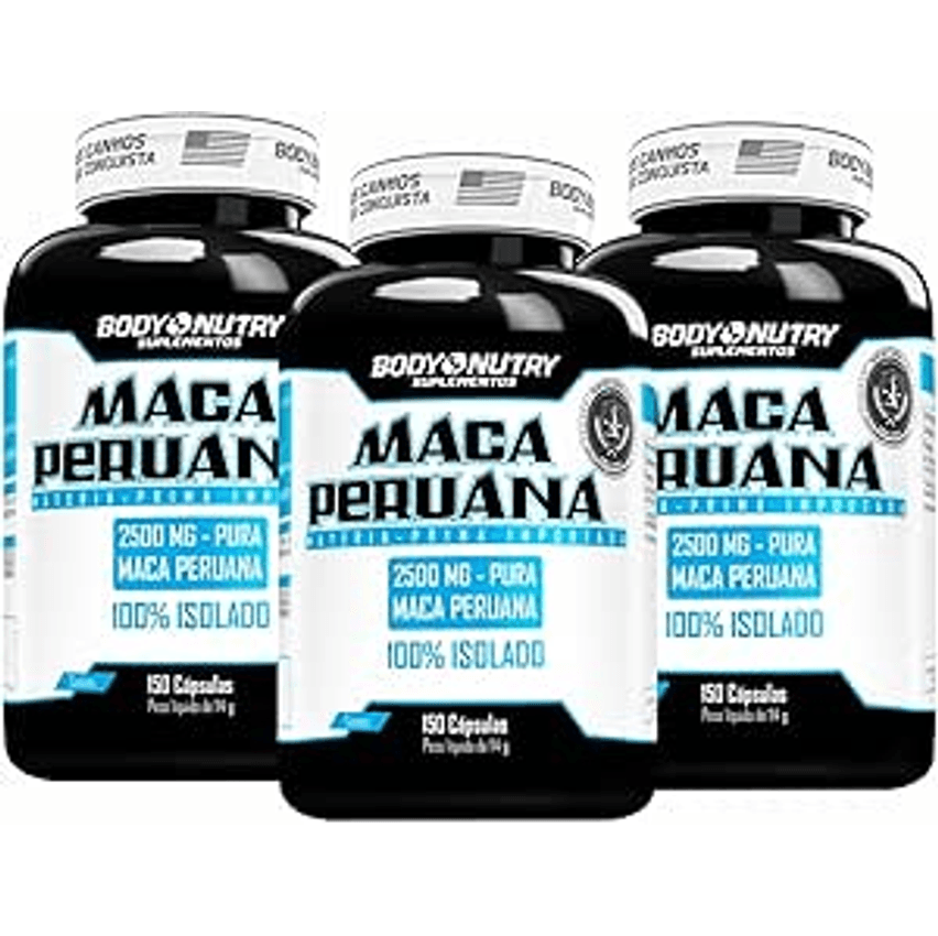 Kit 3x Maca Peruana Premium 2500mg 100% Pura Pote 150 Cápsulas Matéria Prima Importada Para Homens e Mulheres | Energia Resistência