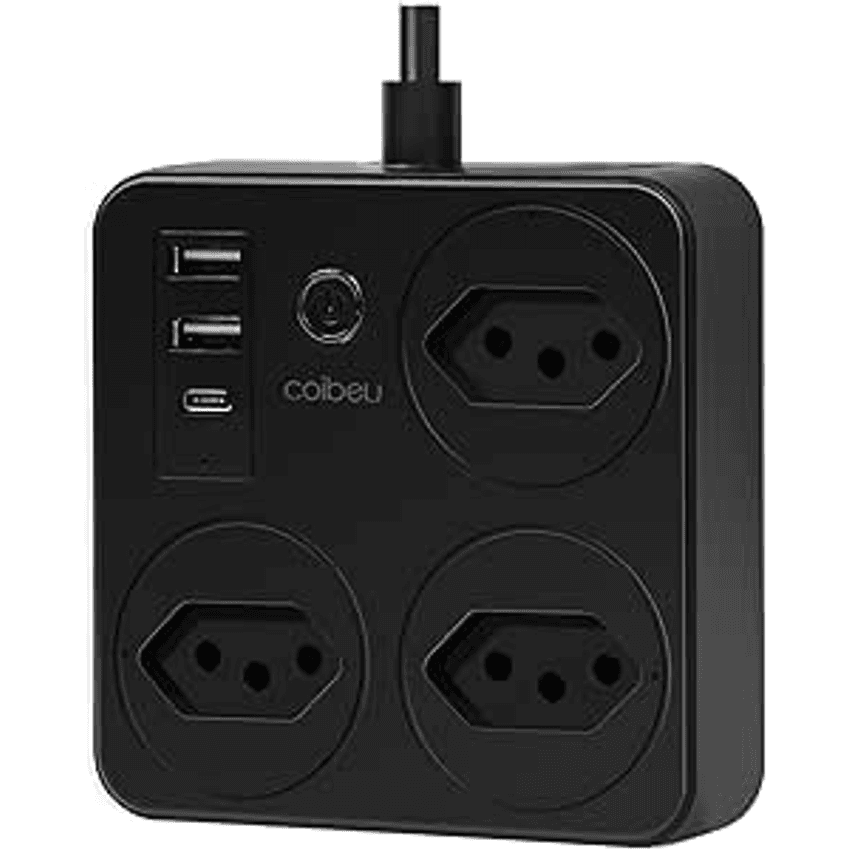 Filtro De Linha, Tomada Inteligente Wifi, Extensão Tomada, Regua Tomada, Regua De Energia, 3 Tomadas, 2 Interfaces Usb, 1 Porta Usb Tipo-c, Suporte Para Controle Por Voz, Controle De Smartphone (preto)