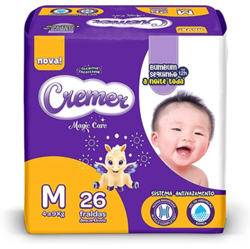 Cremer - Fralda descartável, Jumbo, M, 26 Unidades