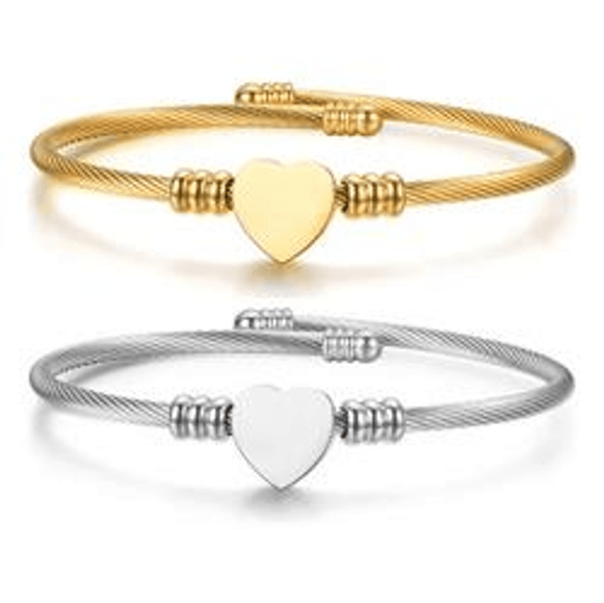 Bracelete Coração Aço Inox 316 Para Presente Feminino