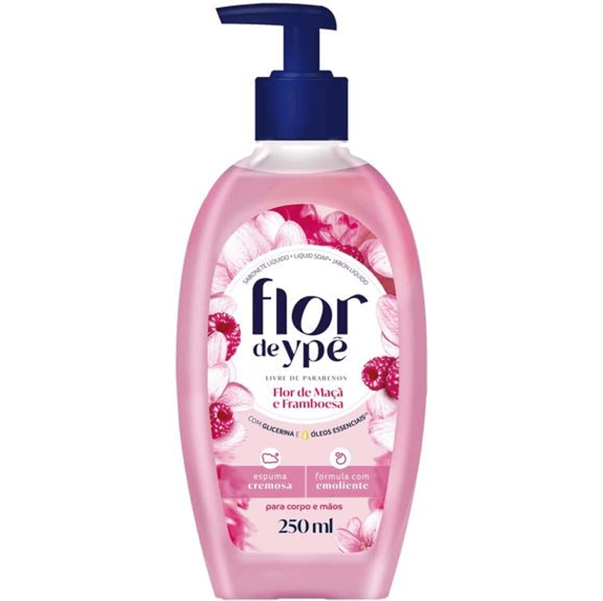 Flor de Ypê Sabonete Líquido, Flor de Maçã e Framboesa, 250ml (Squeeze)