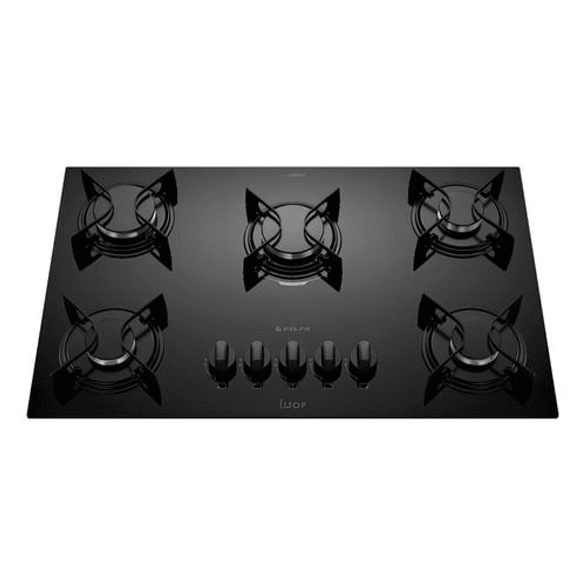 Cooktop 5 Bocas A Gás Atlas U Top Mesa De Vidro Preto Bivolt 110V/220V