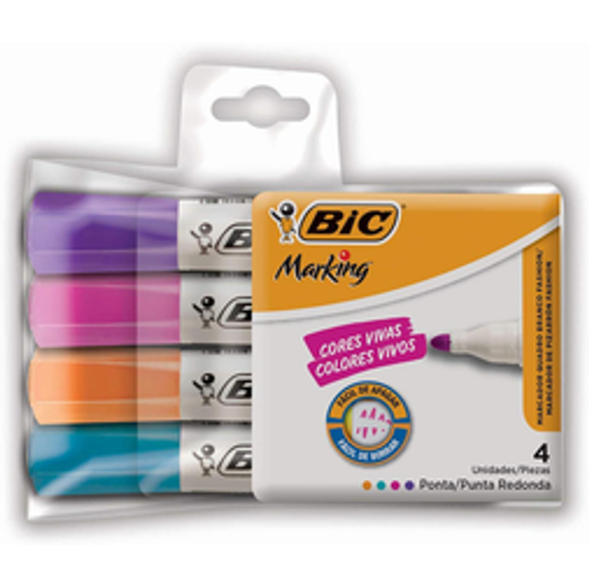Pincel Marcador De Quadro Branco Bic Markingc/4 Cores Fashion 930094