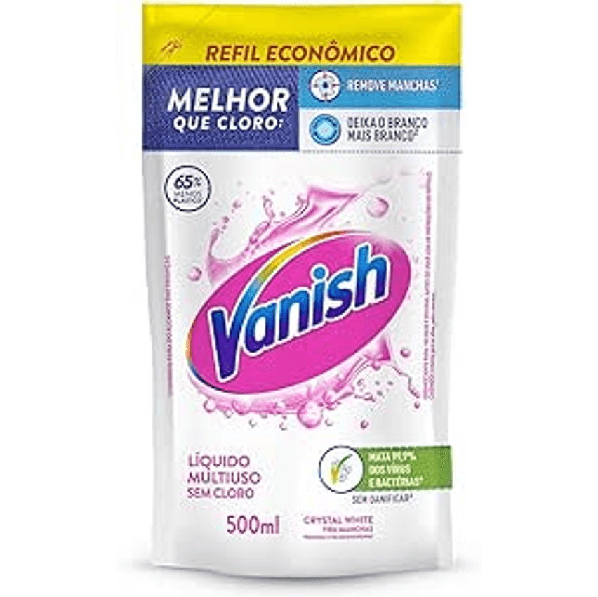 Tira Manchas Vanish Líquido Crystal White para roupas brancas Refil Econômico 500ml