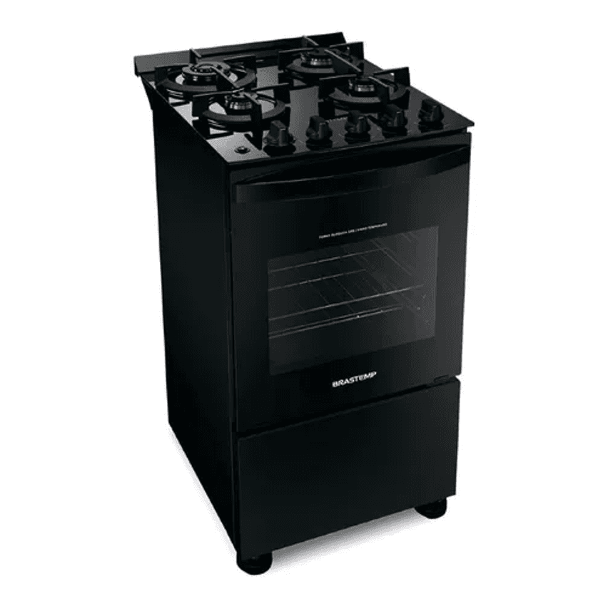 Fogão Brastemp 4 Bocas Preto Com Mesa De Vidro E Dupla Chama BIVOLT
