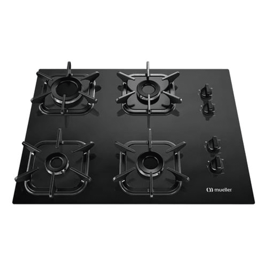 Cooktop Mueller 4 Bocas com Queimador Ultra Chama Preto 127V/220V