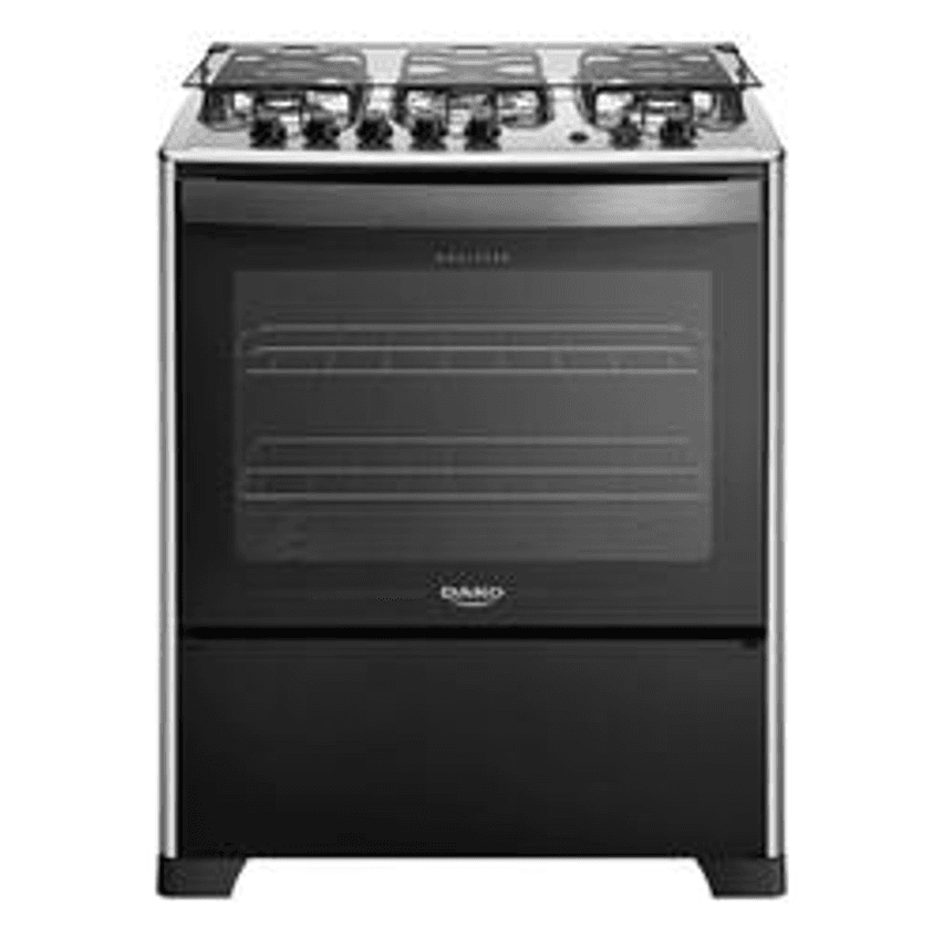 Fogão de Piso 5 Bocas Dako Magister com Grill e Forno de 100 L Preto com Mesa de Inox Bivolt 127/220V