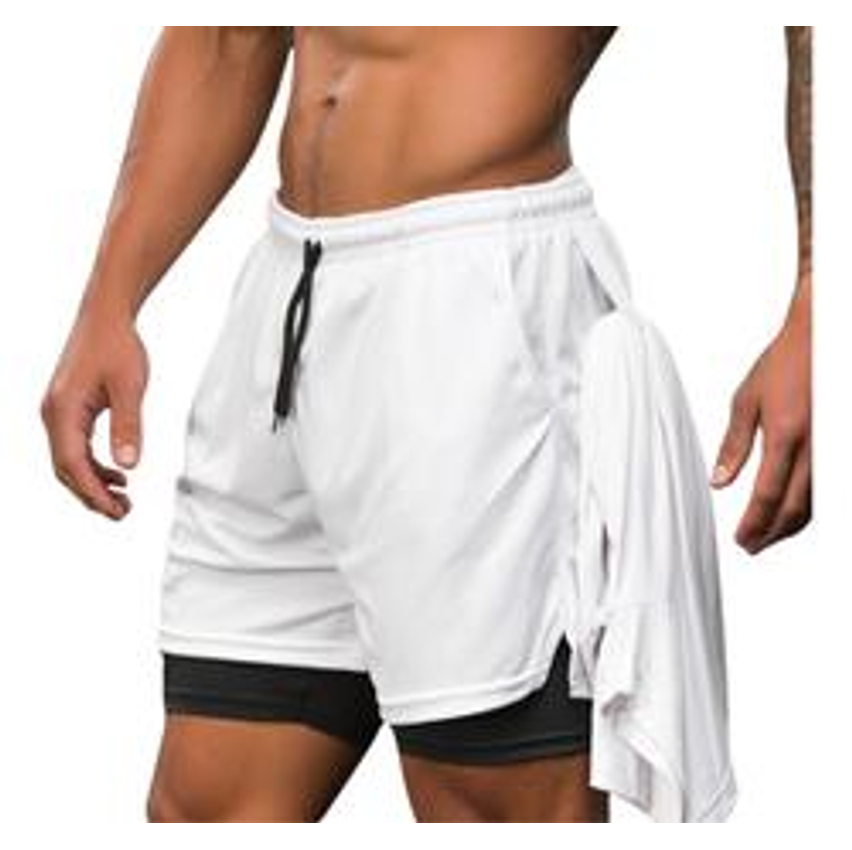 Short Duplo 2 Em 1 Para Corrida Bolso Interno Proteção Uv20+