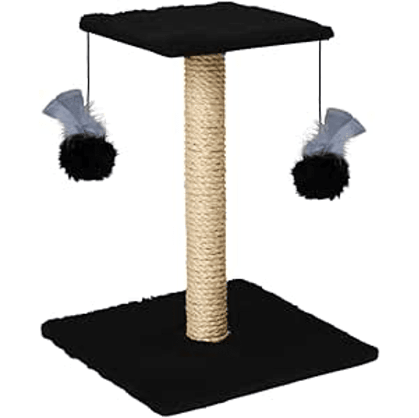 Arranhador Para Gatos Poste Com Brinquedo Duplo Exclusivo (Preto)