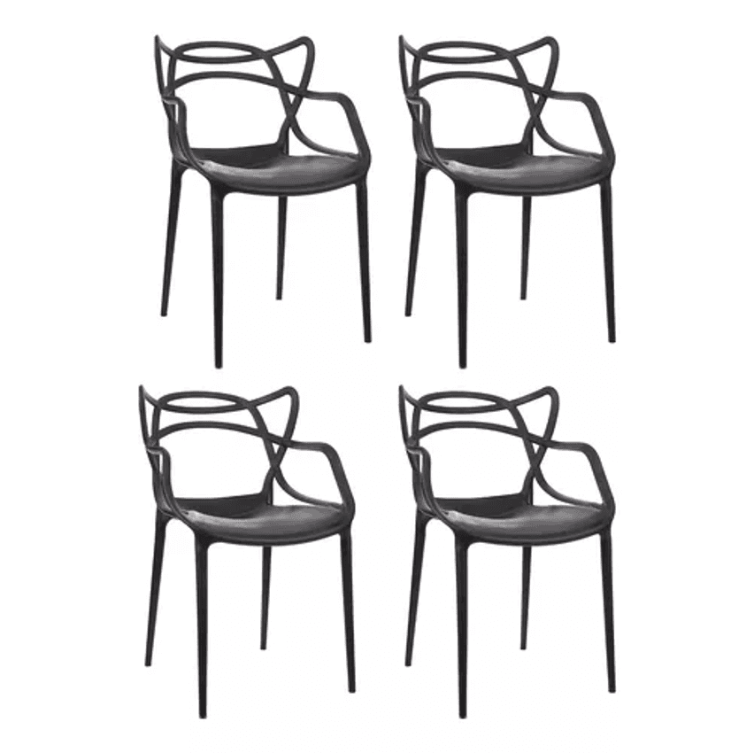 Cadeira de jantar Garden Life Allegra estrutura de cor preto 4 unidades