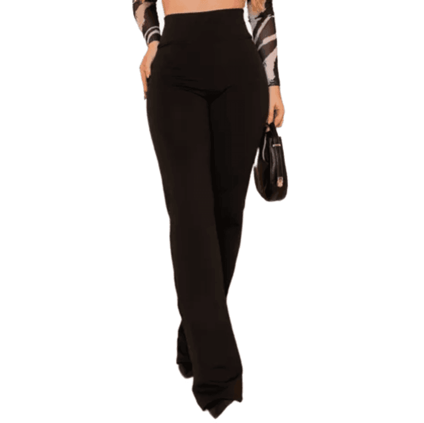Calça Legging Flare Bailarina Leg Boca De Sino Cintura Alta