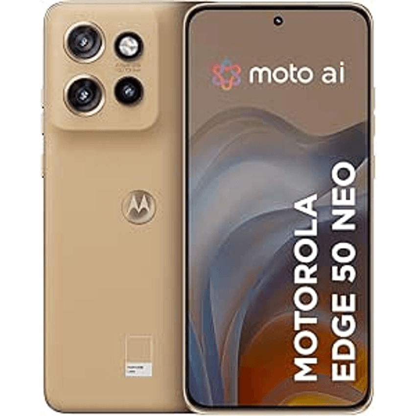 Smartphone Motorola Edge 50 Neo 5G - 256GB 16GB (8GB RAM+8GB Ram Boost) 50MP Sony Camera Moto AI Ultrarresistencia militar - Latte Vegan Leather
