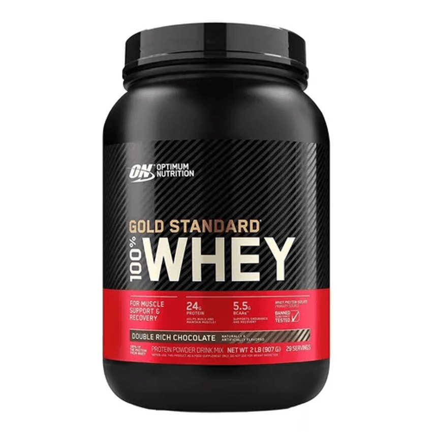 Suplemento em pó Optimum Nutrition Proteína Gold Standard 100% Whey sabor double rich chocolate em pote de 907g