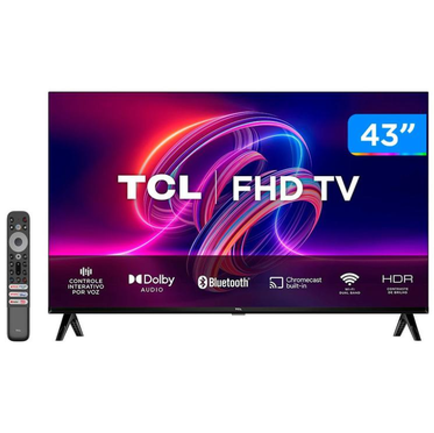 Smart TV 43” Full HD LED TCL 43S5400A Android - Wi-Fi Bluetooth Google Assistente 2 HDMI 1 USB