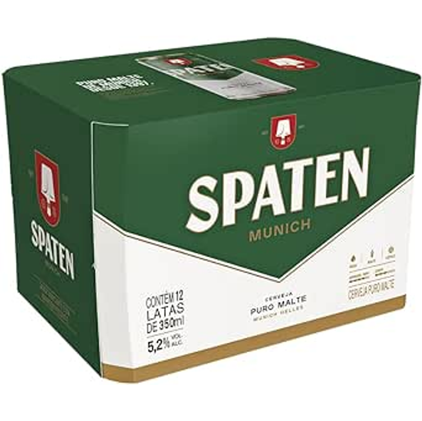 Pack Cerveja Spaten, Puro Malte, 350ml, Lata - 12 Unidades