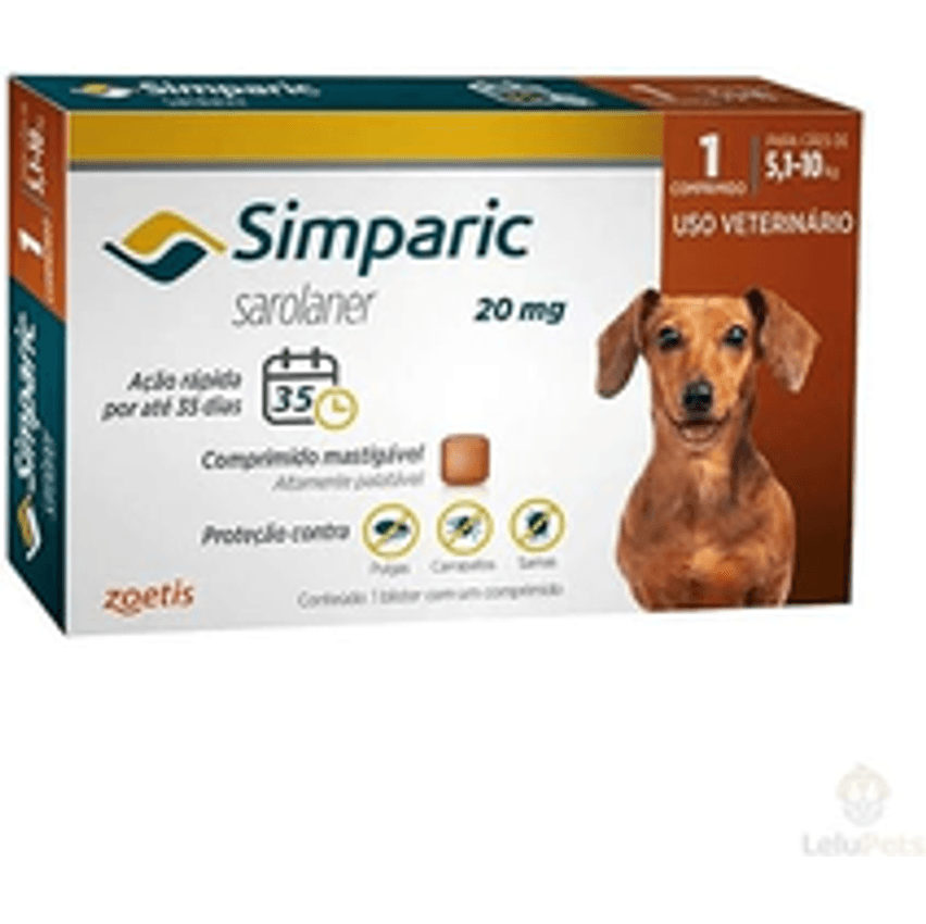 Zoetis Simparic 20Mg 5 1 Até 10Kg 1Cp Para Cães