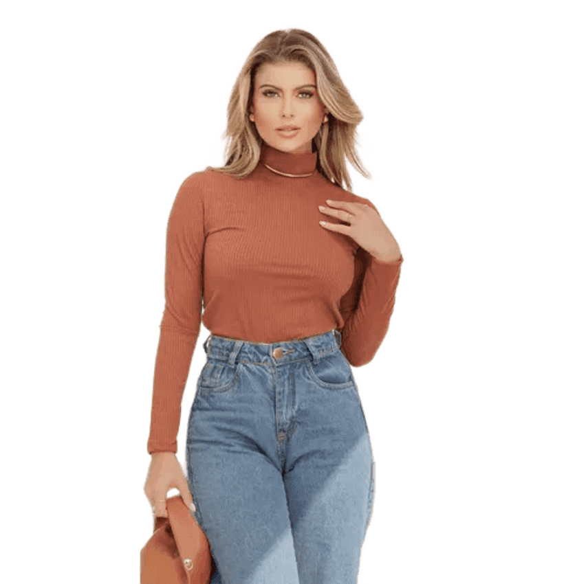 Blusa Feminina Segunda Pele Gola Alta Manga Comprida
