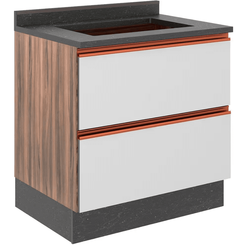 Balcão Cooktop Bartira Linea 4 Bocas 1 Gaveta com Porta Basculante