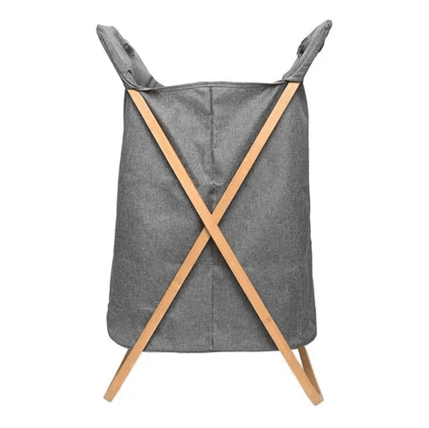 Cesto Para Lavanderia Com Detalhe De Bambu 40cm Mimo Style