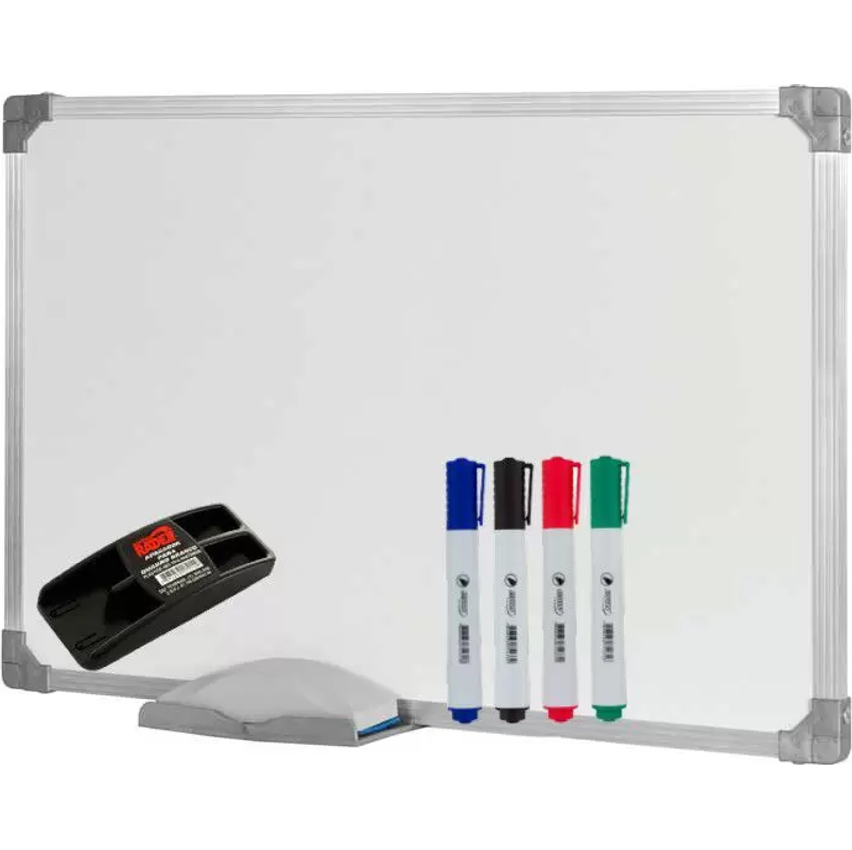 Quadro Branco 90x60 Moldura em aluminio soft com apagador e 4 Caneta - Stalo