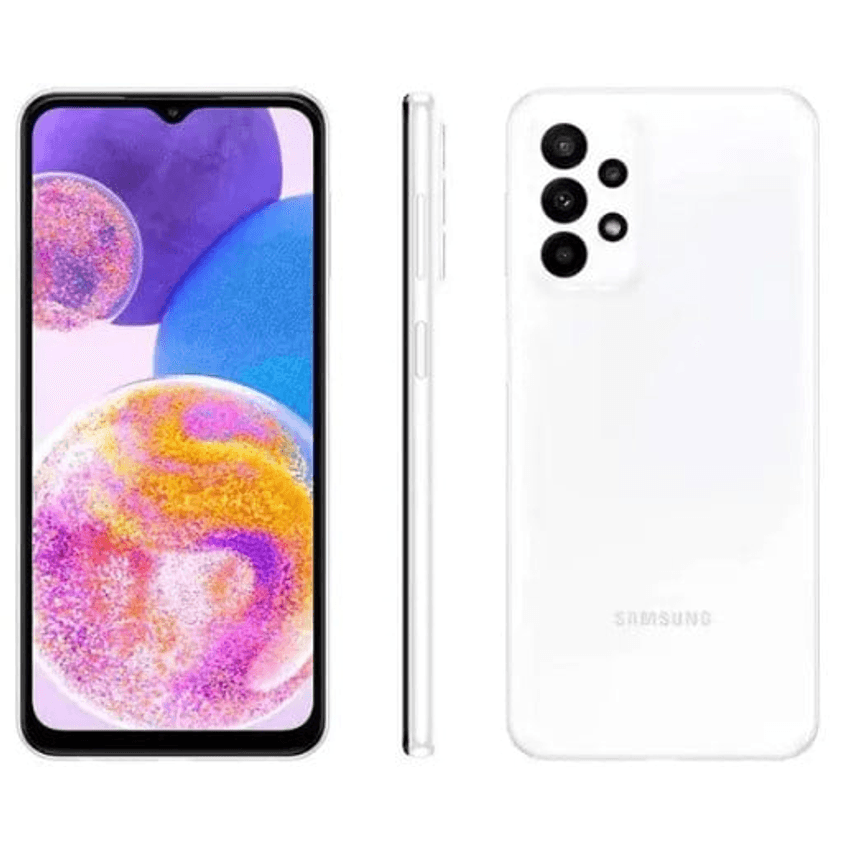 Smartphone Samsung Galaxy A23 128GB Branco 5G Octa-Core 4GB RAM 6,6” Câm. Quádrupla + Selfie 8MP