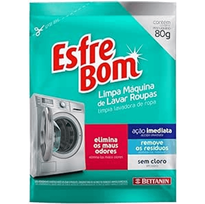 Limpa Máquina de Lavar Roupas Sachê de 80 g, Linha EsfreBom, Bettanin.