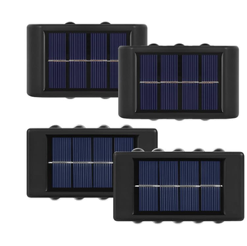 Kit 4x Arandela Solar 2 Focos Parede Slim 10 Fachos Led Externa Branco Quente Frio (amarelo)