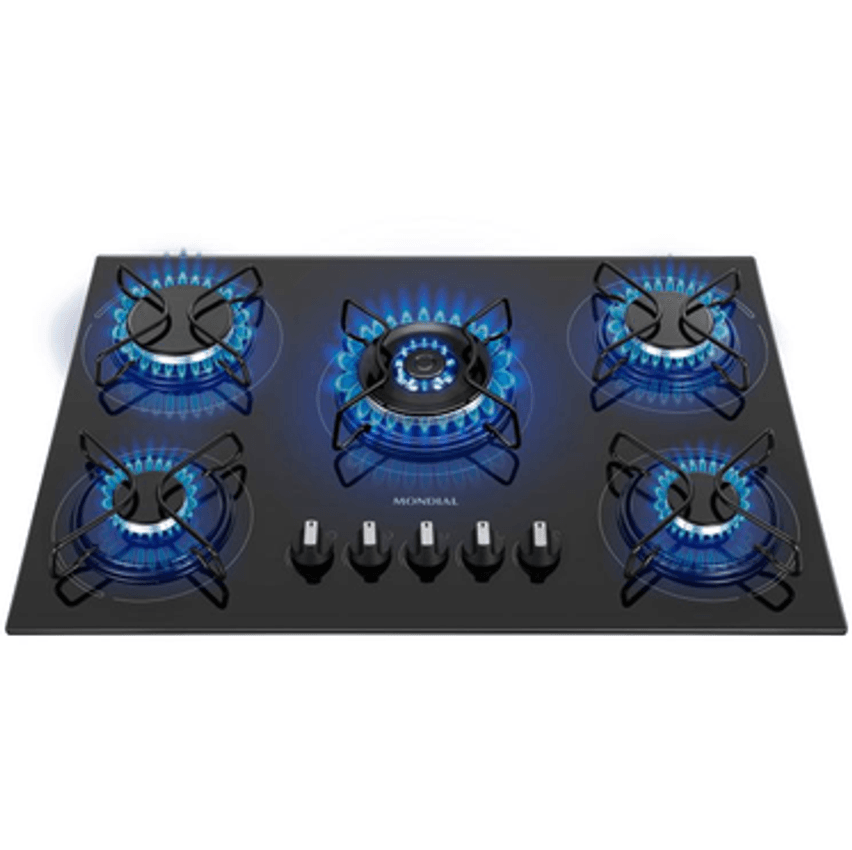 Cooktop 5 Bocas Mondial a Gás GLP Preto - Tripla-chama CTG-03