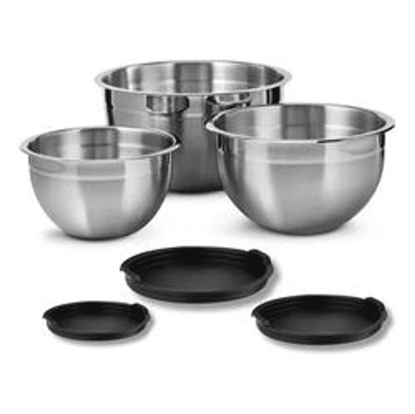 Vittak Conjunto 3 Bowls de Inox com Tampas Plásticas Tamanhos Variados