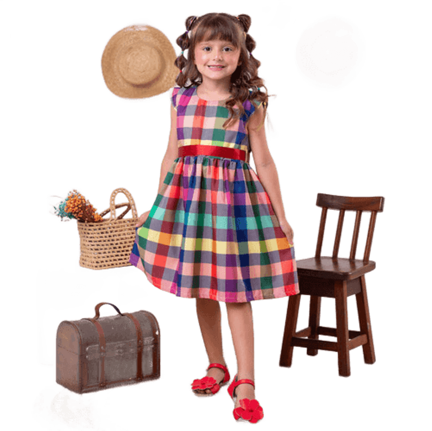 Vestido Xadrez Infantil Caipira Festa Junina Quadrilha
