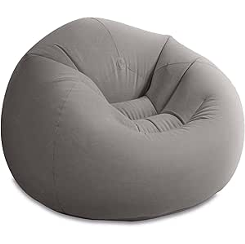 Intex 68579EP Cadeira inflável sem feijão: veludo cotelê texturizado flocagem – Vinil durável – Dobra de forma compacta – Capacidade de peso de 99 kg – 114 x 114 cm x 71 cm
