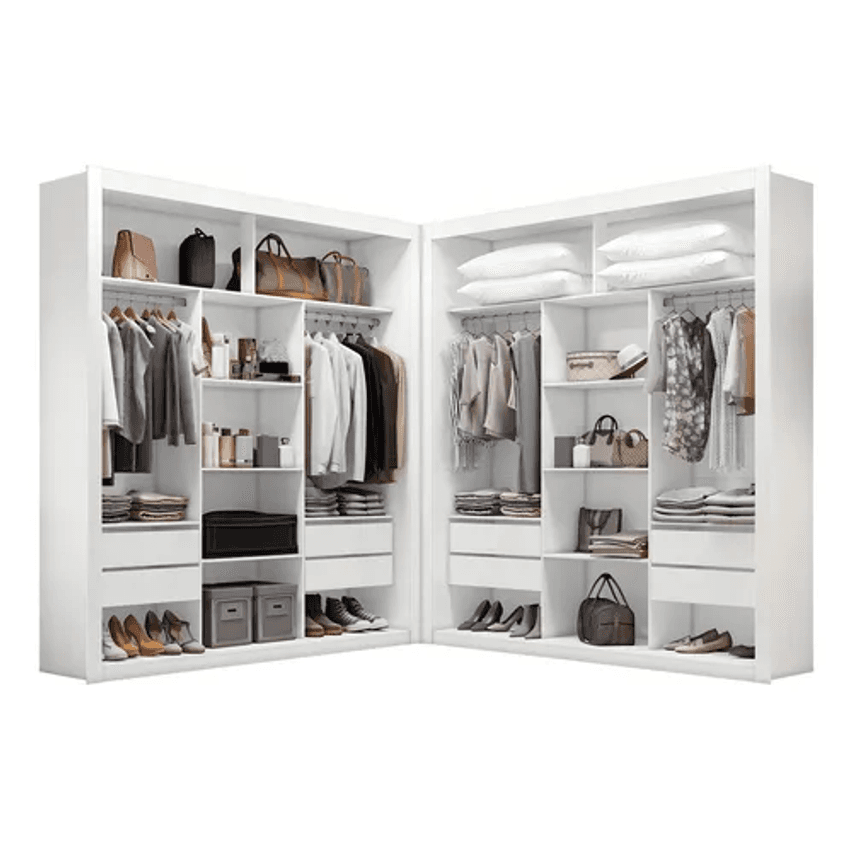 Guarda roupa Amoudi Móveis Closet Casal Premium 8 Gavetas Cor Branco Sem Portas