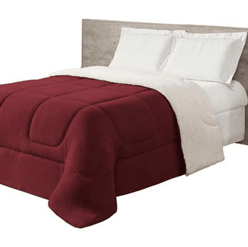 Edredom Casal Queen Coberdrom Sherpa Com Tecido 200 Fios Cor Rose