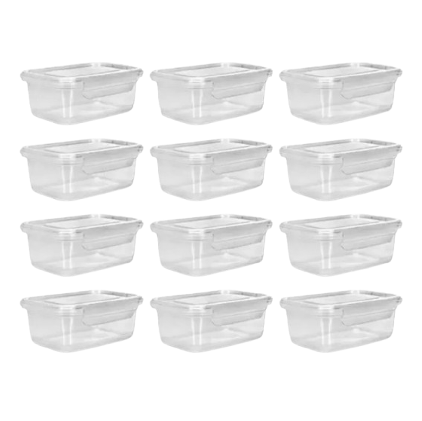 Pote com Trava Vasilha Erca Plast Micro e Freezer 750ml Reutilizável Cor Transparente Premium 12 unidades