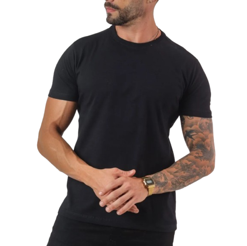Camiseta Masculina Camiseta Básica Algodão Malha Peruana