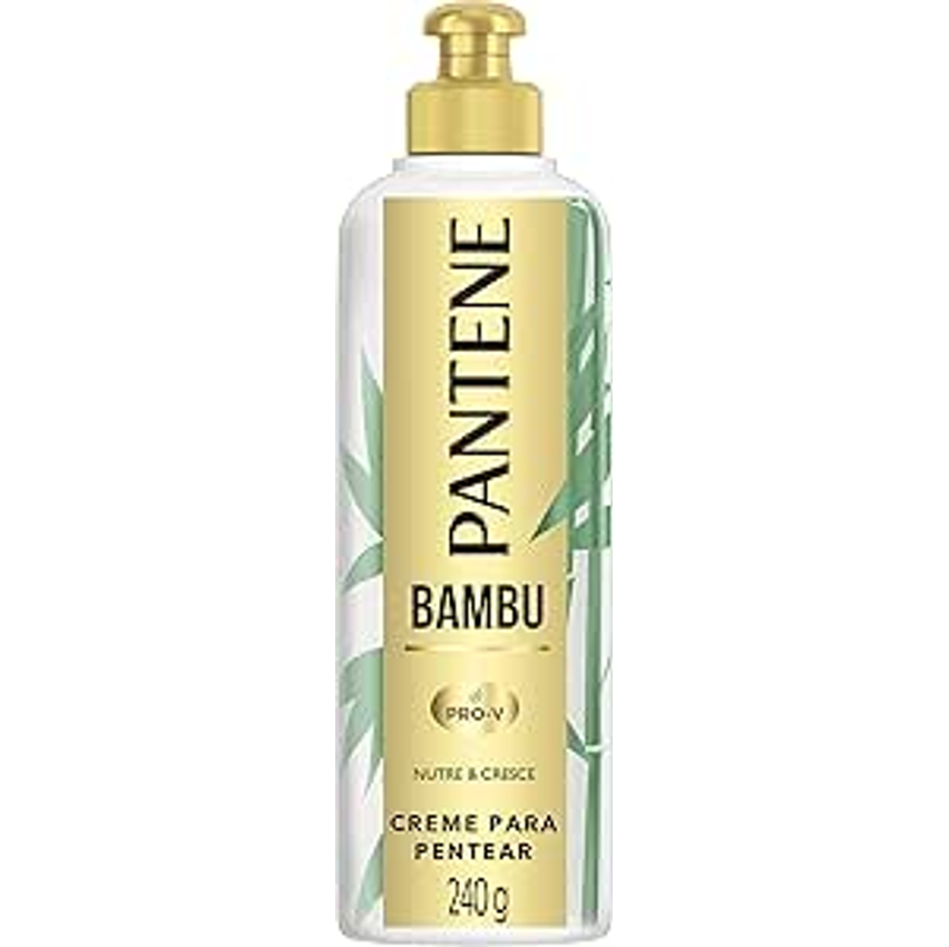 Pantene - Creme para Pentear Bambu, Nutre e Cresce, com Óleo Capilar de Ricino, sem Sal, para Cachos 2ABC e 3ABC, 240 ml