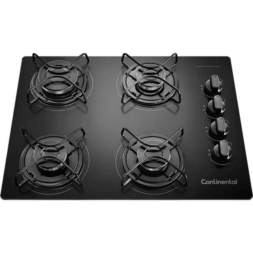 Cooktop 4 Bocas Continental a Gás GLP Preto - KC4GP