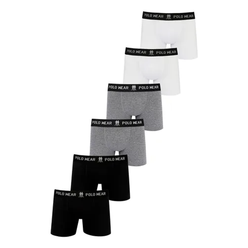 Kit 6 Cuecas Boxer Algodão Polo Wear Sortido