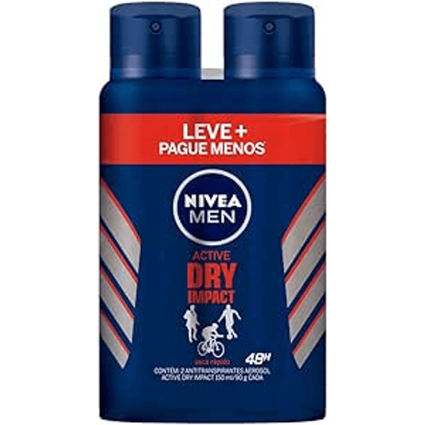 Nivea Kit Desodorante Aerossol Nivea Men Dry Impact 150ml - 2 Unidades