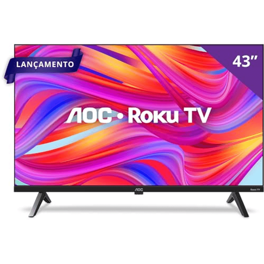 AOC, Smart TV, Roku 43'' Full HD, 43S5045/78G, com HDMI, USB, Wi-Fi, Conversor Digital