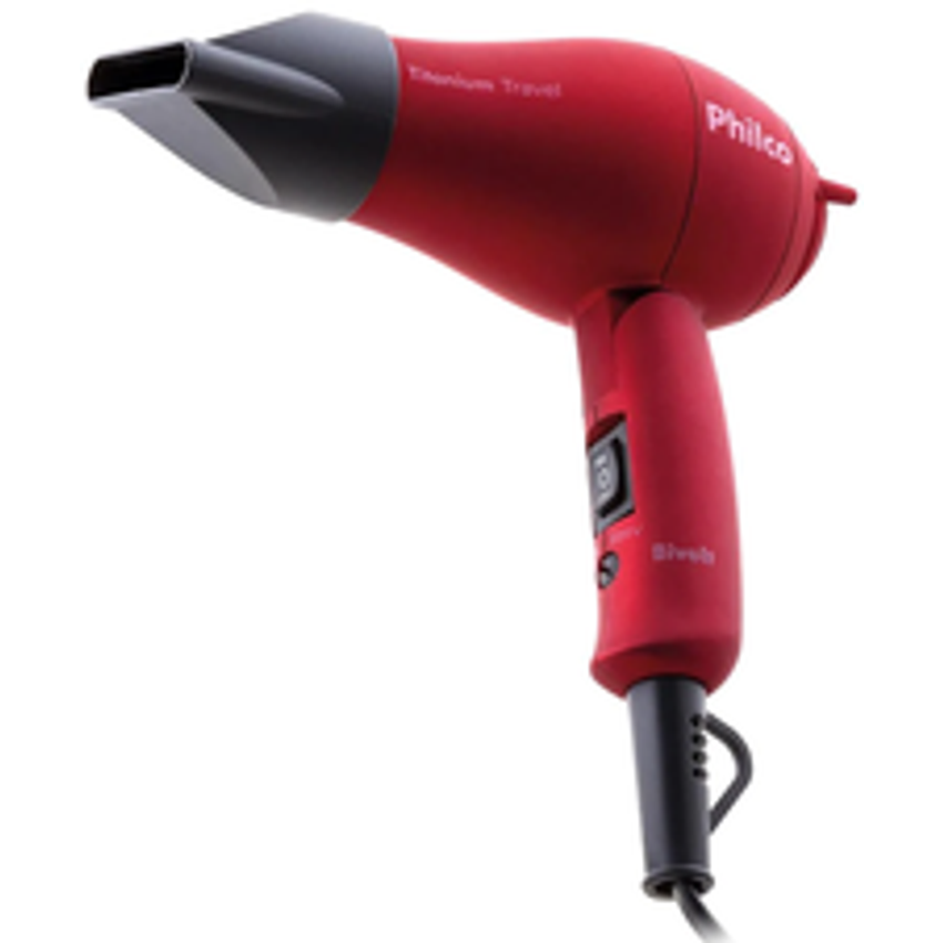 Secador de Cabelos Philco Titanium Travel Vermelho 1000W - Bivolt